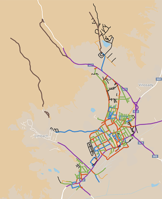 Mapa - priorita údržby ciest